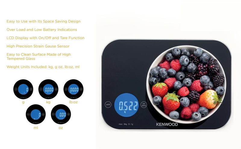 Kenwood - Electronic Kitchen Scale, Black - WEP50.000BK