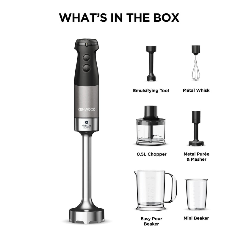 Kenwood - Triblade™ XL Pro Hand Blender & Accesories 1200W - HBM80.327BK