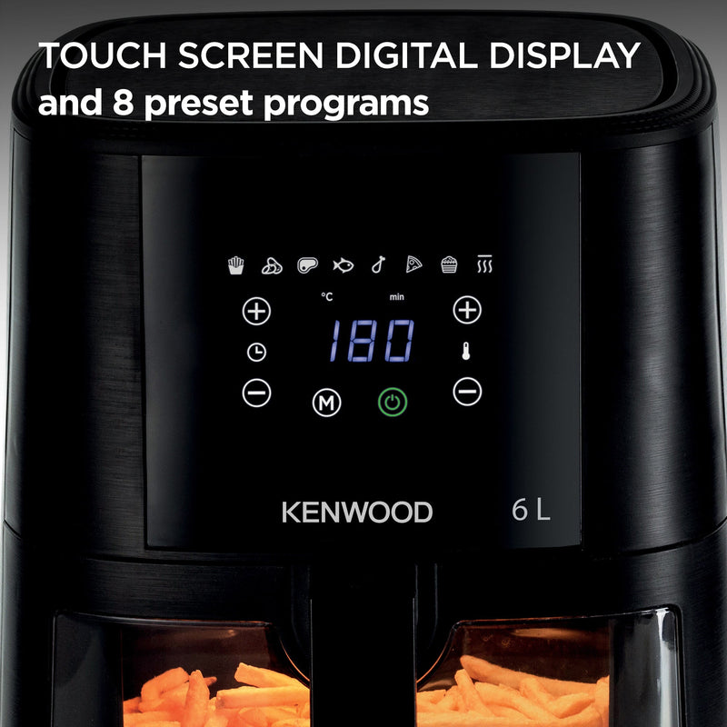 Kenwood - 6L Air Fryer with Grill Function & Window - HFG60.000BK