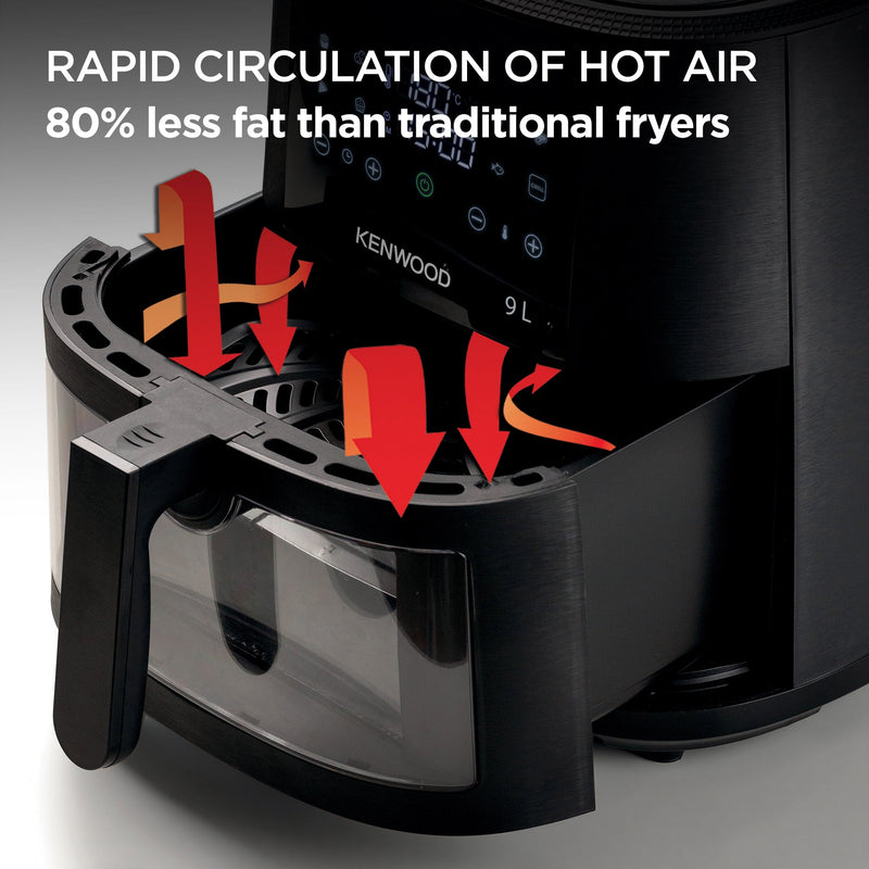 Kenwood - 9L Air Fryer with Grill Function & Window - HFG92.000BK