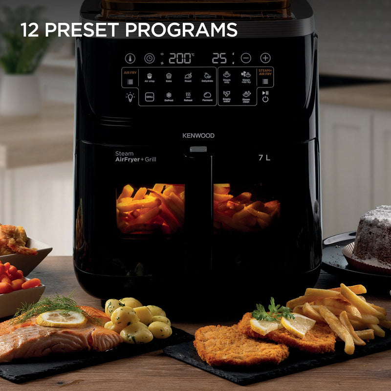 Kenwood - 7L Air Fryer & Steamer (3-in-1 ) with Window - HFS92.000BK