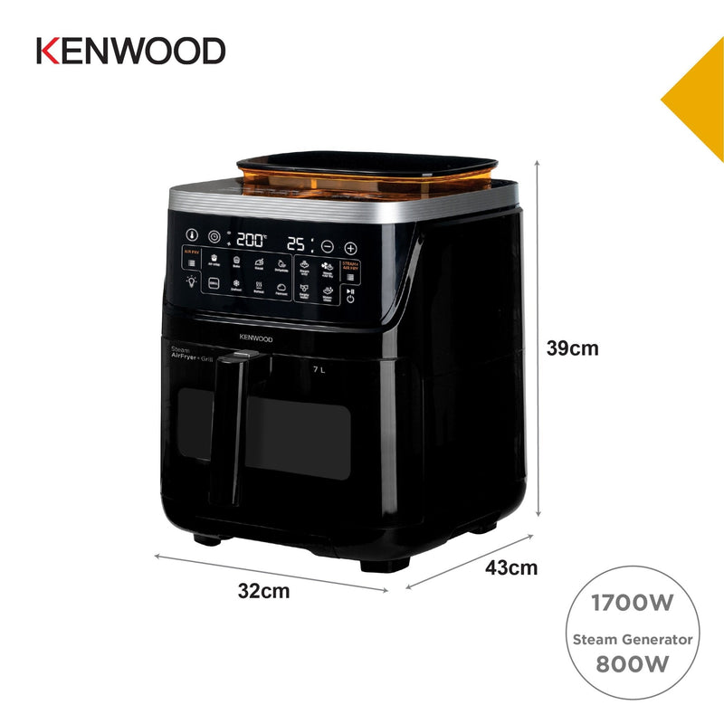 Kenwood - 7L Air Fryer & Steamer (3-in-1 ) with Window - HFS92.000BK
