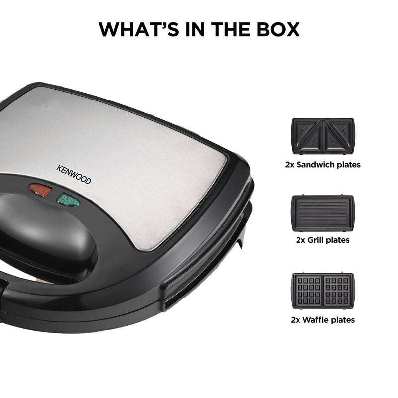 Kenwood - Sandwich/Waffle Maker & Grill 3-in-1 -  SMM01.A0BK