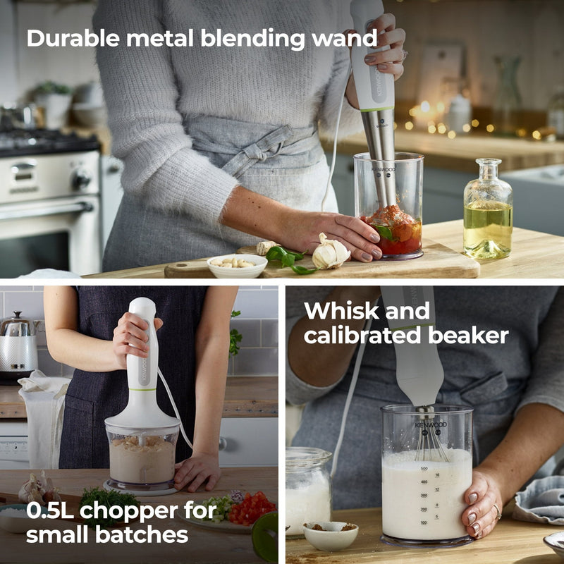Kenwood - Hand Blender Triblade™ with Chopper & Whisk 600W - HDP109WG