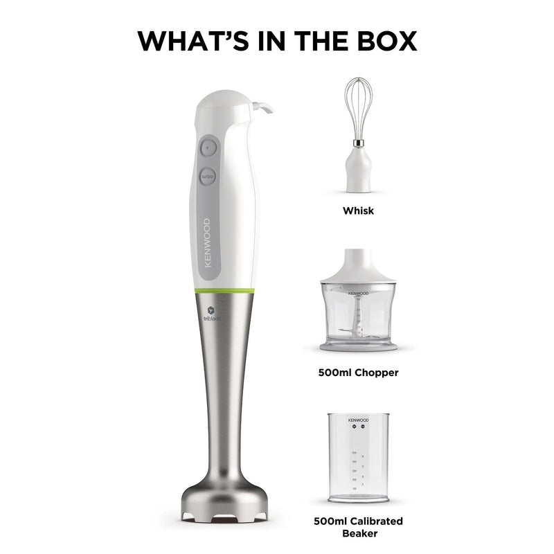 Kenwood - Hand Blender Triblade™ with Chopper & Whisk 600W - HDP109WG